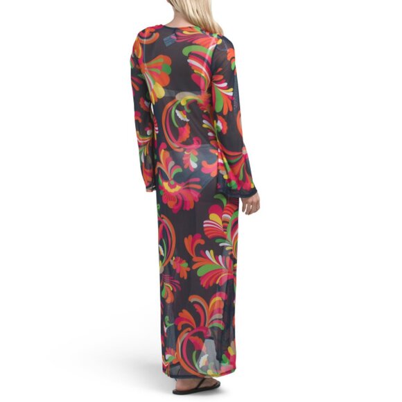 TRINA TURK multi Poolside Print Mesh Maxi Swim Cover-up Dress - Picture 2 of 2